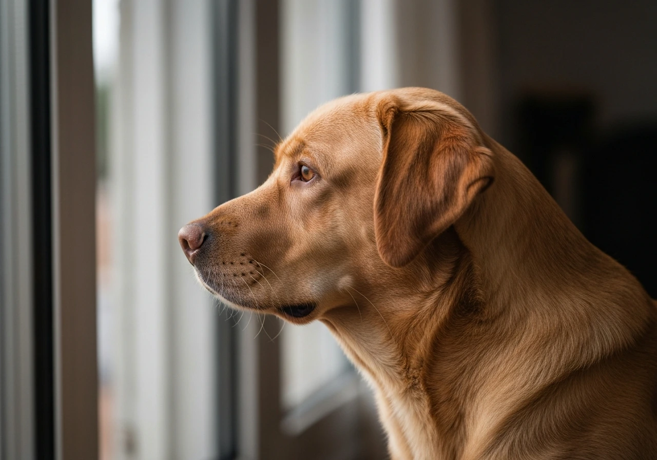 Labrador Retriever with minimal white markings